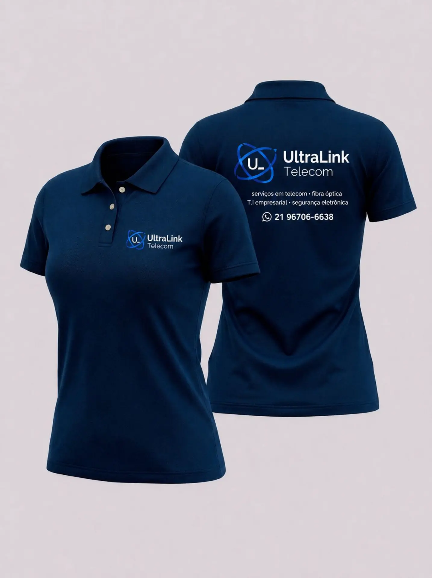 Polo feminina personalizada para a UltraLink Telecom