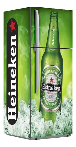 Geladeira envelopada com vinil verde da Heineken