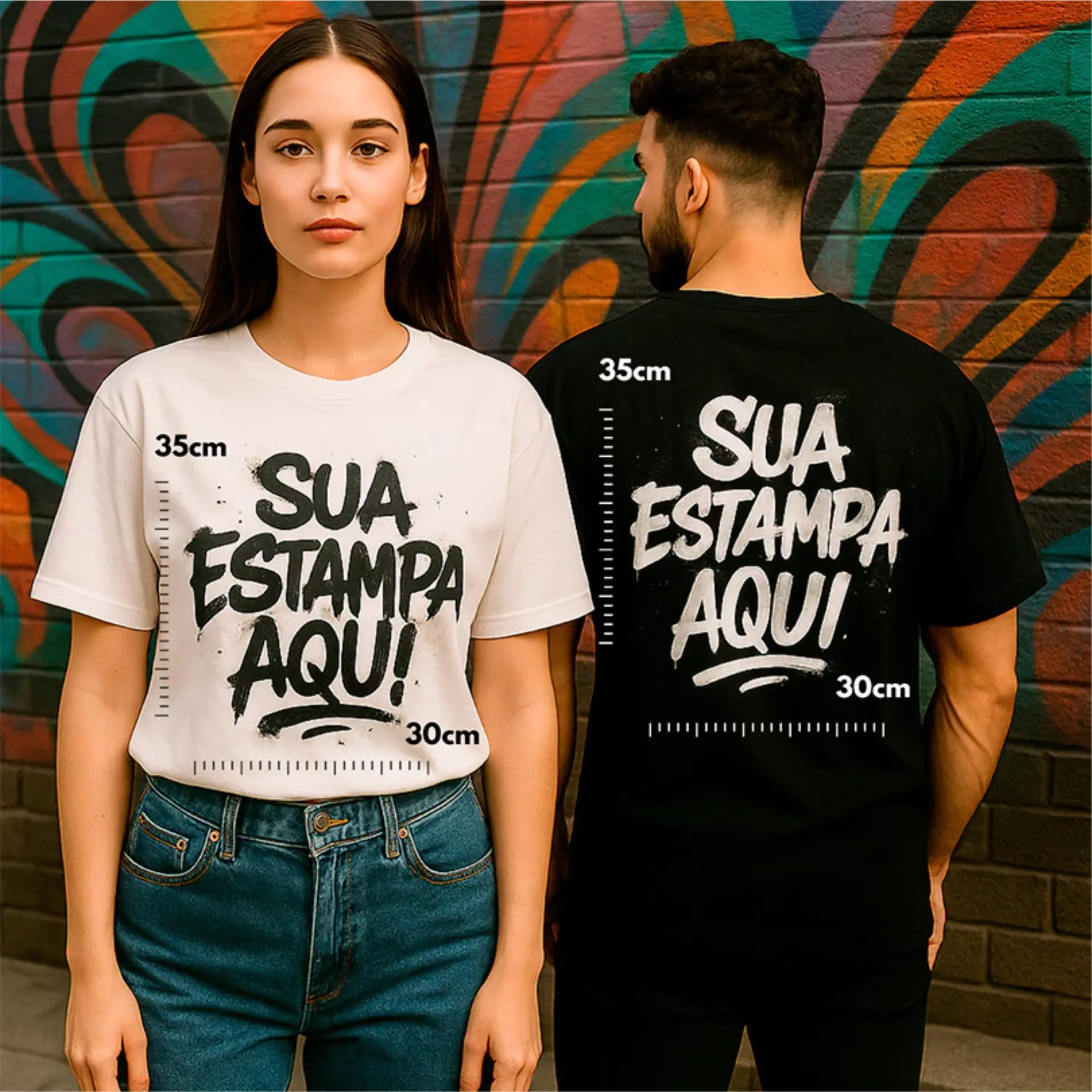 Área de estampa 30x35cm na frente e nas costas