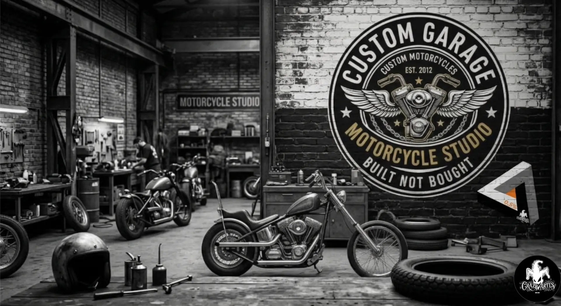 Placa personalizada para oficina de motocicletas